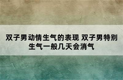 双子男动情生气的表现 双子男特别生气一般几天会消气